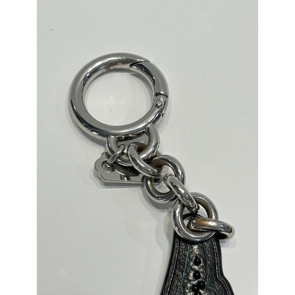 Coach Beaded Dark Teal Blue Bird Keychain Bag Charm Retro Keyfob 3.5" Glitter - Picture 8 of 13